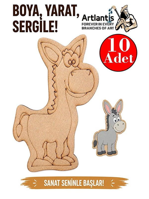 Artlantis Ahşap Boyama Hayvanlar 10 Adet 10x15 Set3 Hayvan Boyama Figürü Etkinlik Çocuk Gelişim Motor Beceri