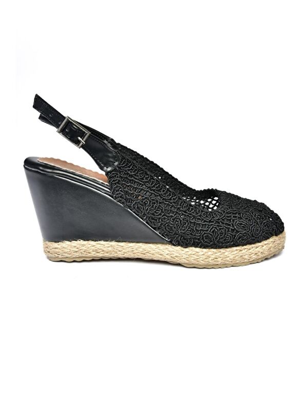 P241011606 Siyah Dolgu Taban Kadın Ayakkabı - Görsel 6