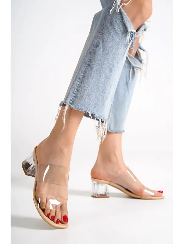 D0085 Şefaf Kadın Topuklu Terlik - Görsel 5