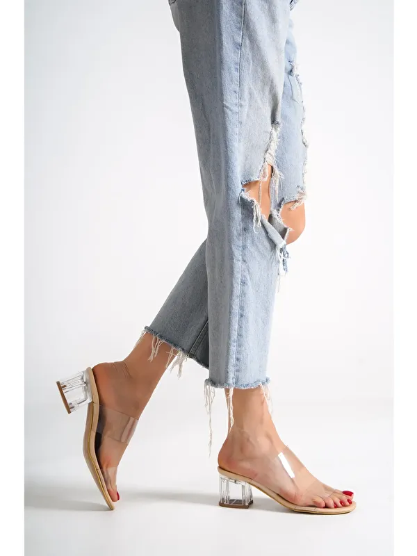 D0085 Şefaf Kadın Topuklu Terlik - Görsel 6