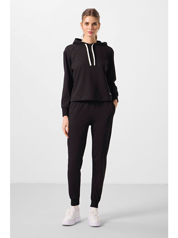 Tommylife Siyah Kapüşonlu Oversize Kadın Eşofman Takım   95336