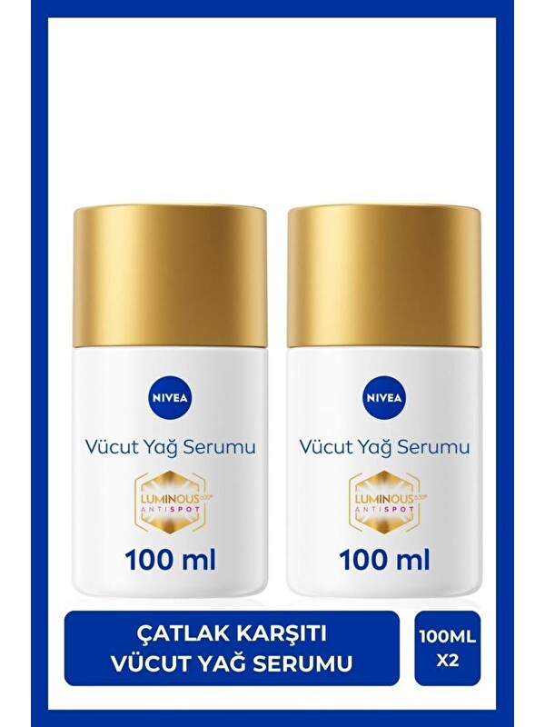 NIVEA Luminous630 Çatlak Karşıtı Vücut Yağ Serumu 100ml, Hamilelik, Kilo Değişimi Çatlak Giderici, X2 Adet