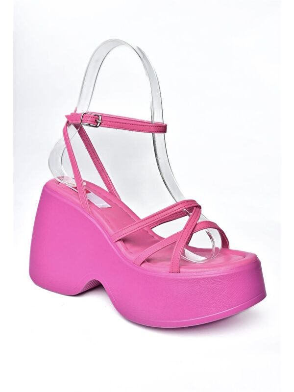 P973000609 Fuşya Dolgu Taban Kadın Ayakkabı - Görsel 4