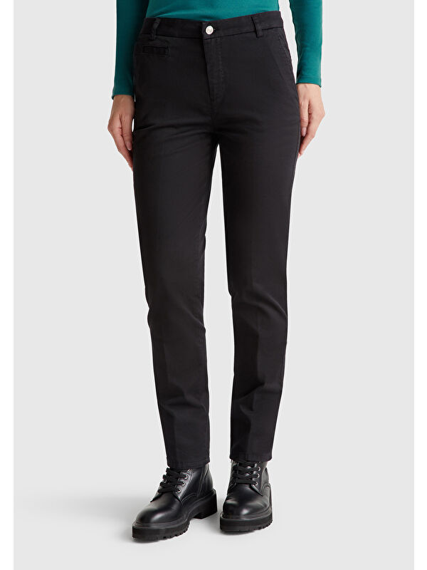 United Colors Of Benetton Kadın Siyah Elastanlı Basic Chino Pantolon