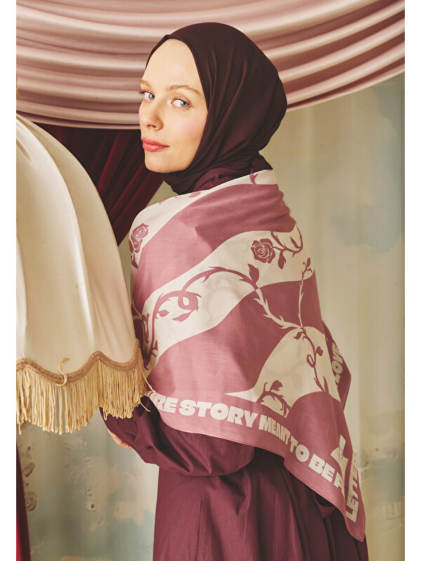Fresh Scarfs Love Reverie Desen Floş Viskon Eşarp Dreamy Pink