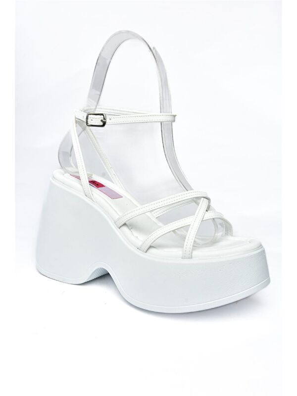 P973000609 Beyaz Dolgu Taban Kadın Ayakkabı - Görsel 6