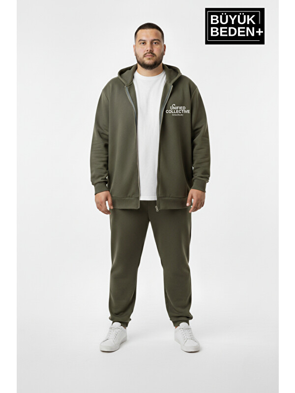 Süperlife Erkek Büyük Beden Fermuarlı Kapüşonlu Unified Baskılı ince Sweatshirt Hırka SPR26BHR924