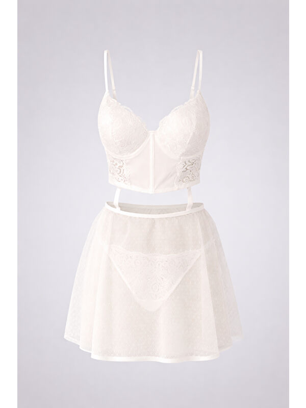LOYA Ekru Valencıa  Transparan Babydoll