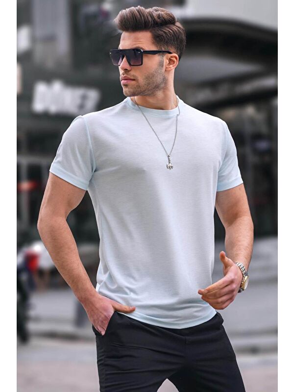 Madmext Mavi Regular Fit Basic Erkek Tişört 6069