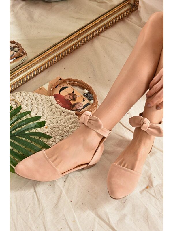 Fox Shoes Pudra Süet Kadın Babet H726761502