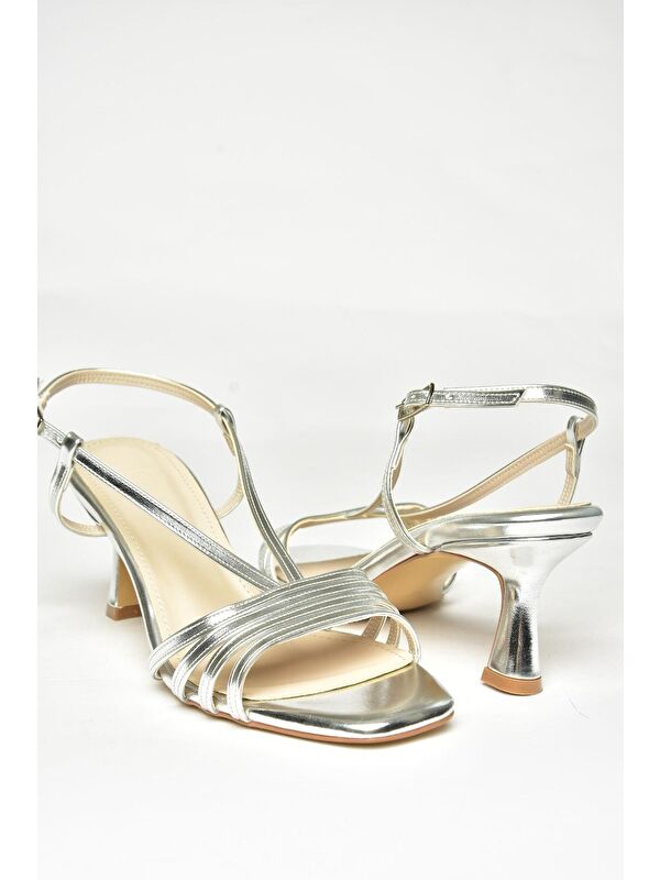Gümüş Kadın Topuklu Ayakkabı U5695196 - Görsel 4