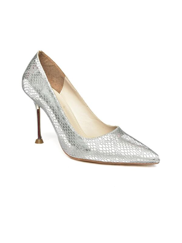 R8200799 Gümüş Kadın Topuklu Ayakkabı - Görsel 8