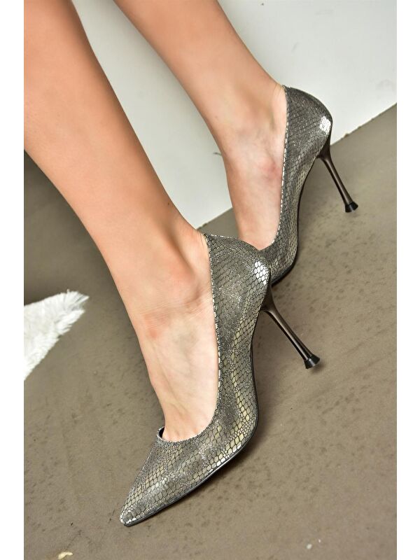 R8200799 Antrasit Kadın Topuklu Ayakkabı - Görsel 5