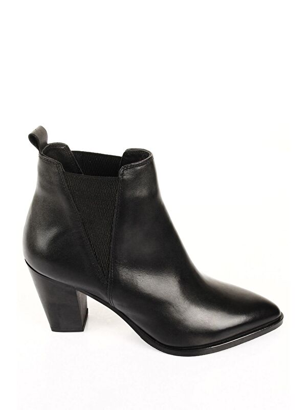 Hakiki Deri Sivri Burun Topuklu Lastikli Kadın Günlük Bot 39498 - Görsel 5