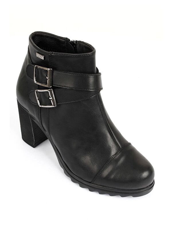 Yuvarlak Burun Kauçuk Taban Topuklu Fermuarlı Tokalı Kadın Günlük Bot 21462 - Görsel 6