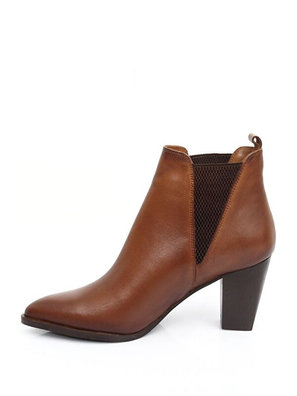 Hakiki Deri Sivri Burun Topuklu Lastikli Kadın Günlük Bot 39498 - Görsel 6