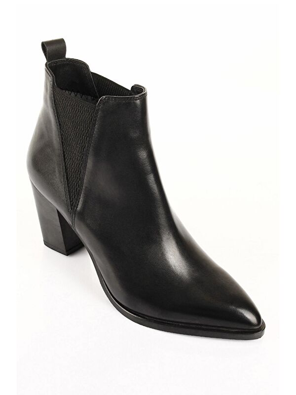 Hakiki Deri Sivri Burun Topuklu Lastikli Kadın Günlük Bot 39498 - Görsel 6