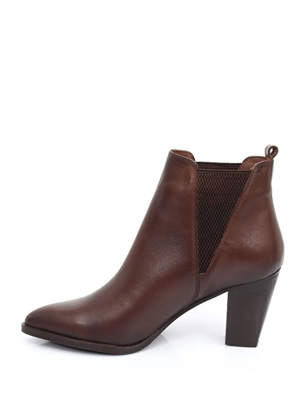 Hakiki Deri Sivri Burun Topuklu Lastikli Kadın Günlük Bot 39498 - Görsel 6