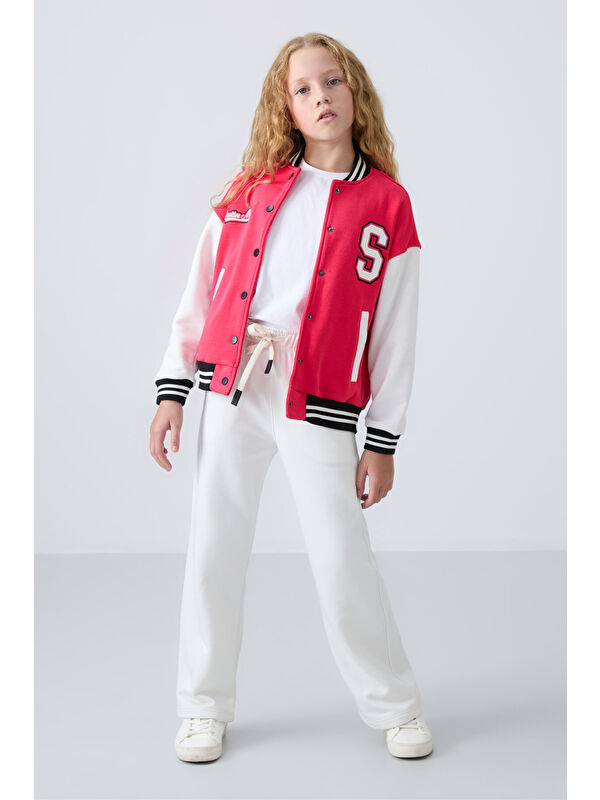 Tommylife Ekru Pamuklu İçi Tüylü Yumuşak Dokulu Standart Fit Nakışlı Kız Çocuk Eşofman Alt - 75146