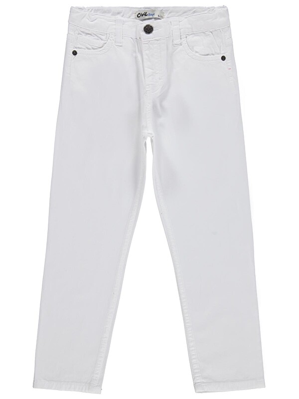 Civil Boys Erkek Çocuk 5 Cep Basic 10-13 Yaş Pantolon - Beyaz