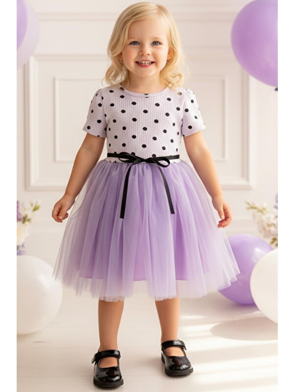 Parla Kids Kız Bebek Magnolia Lila Puanlı Tütü Elbise