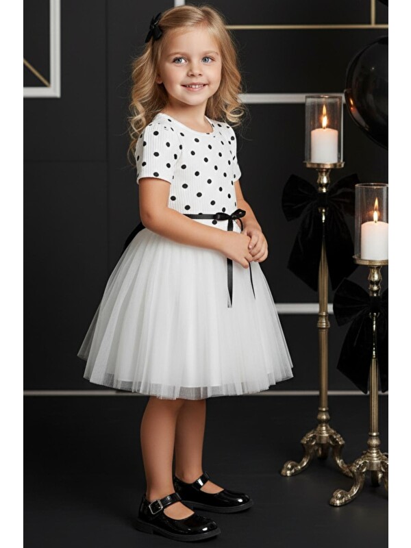 Parla Kids Kız Çocuk Magnolia Krem Puanlı Tütü Elbise