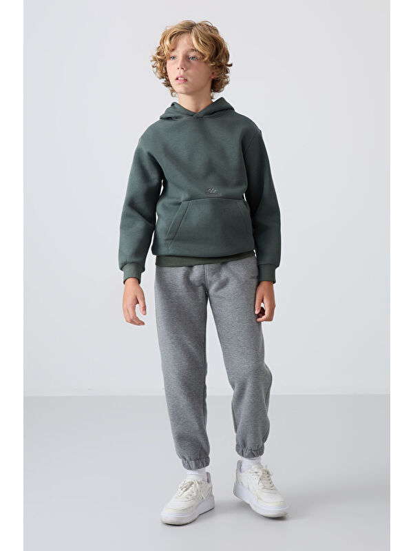 Tommylife Gri Melanj Pamuklu Kalın İçi Tüylü Yumuşak Dokulu Standart Fit Baskılı Erkek Çocuk Eşofman Alt - 11