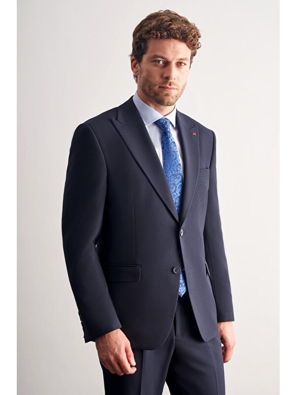 İMZA Lacivert Kırlangıç Yaka Tam Astar 6 Drop Slim Fit Takım Elbise 1001255162