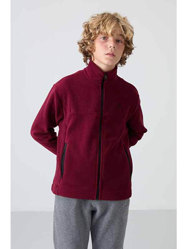 Tommylife Erguvan Kalın Yumuşak Dokulu Standart Fit Nakışlı Polar Erkek Çocuk Sweatshirt - 11223