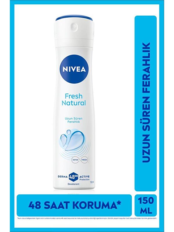 NIVEA Fresh Natural Kadın Sprey Deodorant 150 ml, 48 Saat Koruma, Hızlı Kuruma, Uzun Süren Ferahlık