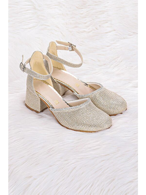 Ressa Çupra Taşlı Kız Çocuk 5 Cm Topuklu Sandalet Abiye Ayakkabı - Görsel 4