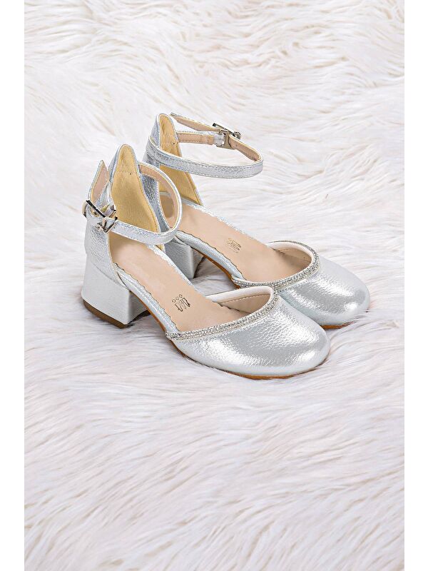 Ressa Vakko Taşlı Kız Çocuk 5 Cm Topuklu Sandalet Abiye Ayakkabı - Görsel 4