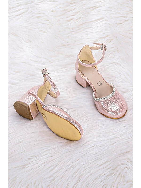 Ressa Vakko Taşlı Kız Çocuk 5 Cm Topuklu Sandalet Abiye Ayakkabı - Görsel 3