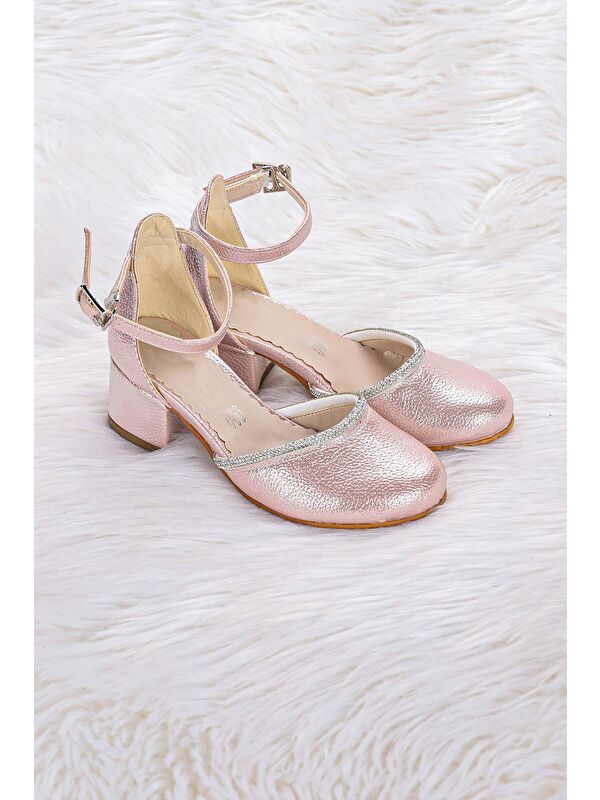 Ressa Vakko Taşlı Kız Çocuk 5 Cm Topuklu Sandalet Abiye Ayakkabı - Görsel 4