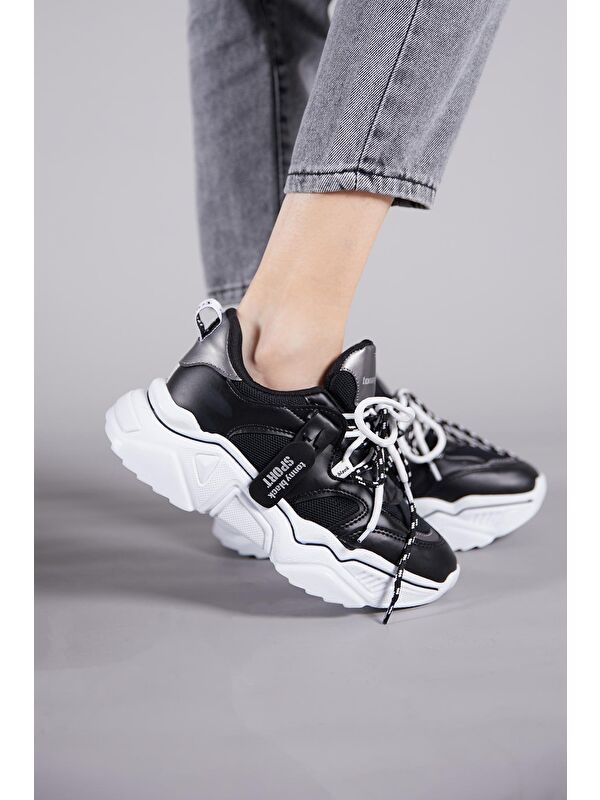 Kadın Siyah Beyaz Spor Ayakkabı Tbkpl - Görsel 6