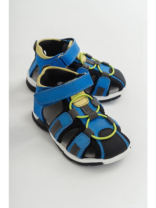 Unisex Çocuk Sax Mavi Deri Ortopedik Outdoor Çocuk Sandalet - Görsel 3