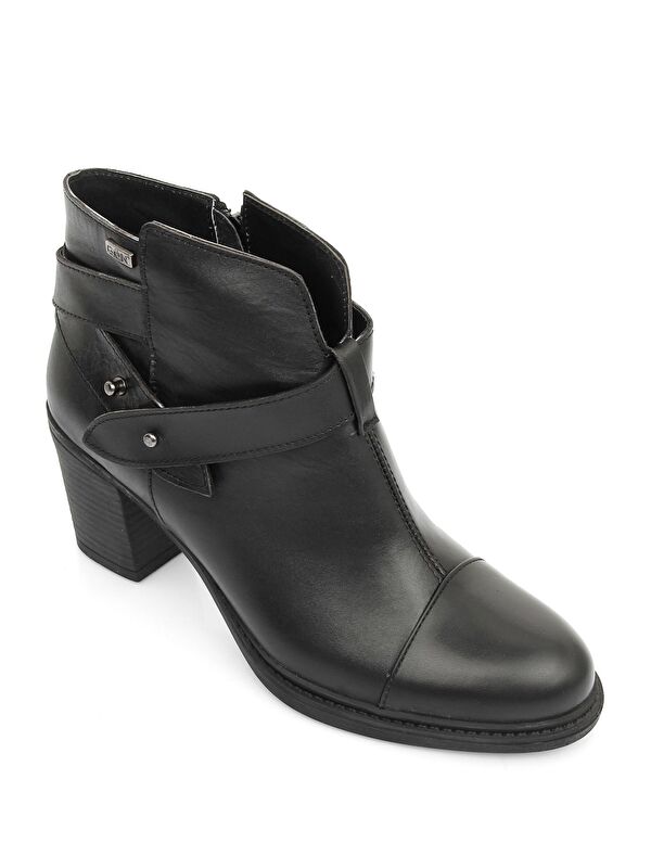 Kadın Siyah Fermuarlı Kalın Topuklu Bot - Görsel 6