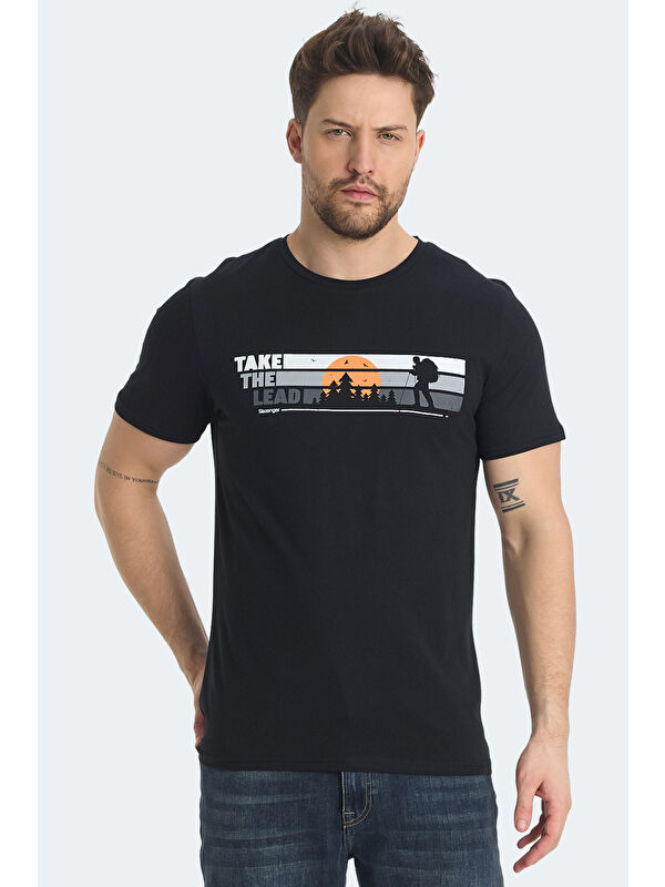 SLAZENGER RASA IN Erkek Siyah Tişört