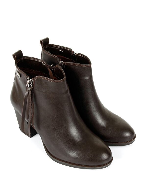 Sivri Burun Kauçuk Taban Topuklu Fermuarlı Püsküllü Kadın Günlük Bot 22431 - Görsel 3