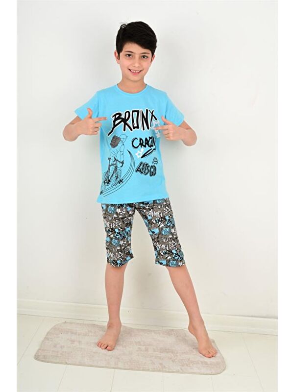 Vitmo Erkek Çocuk Kapri Pijama Takımı Bronx Crazy Mavi