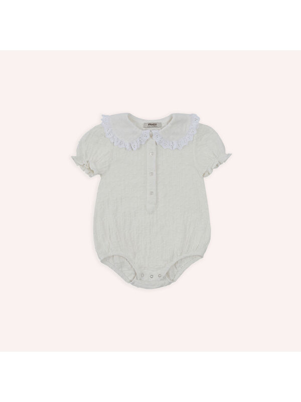 Panço Kız Bebek Yumuşak Dokulu Bebe Yaka Ekru Body Gömlek