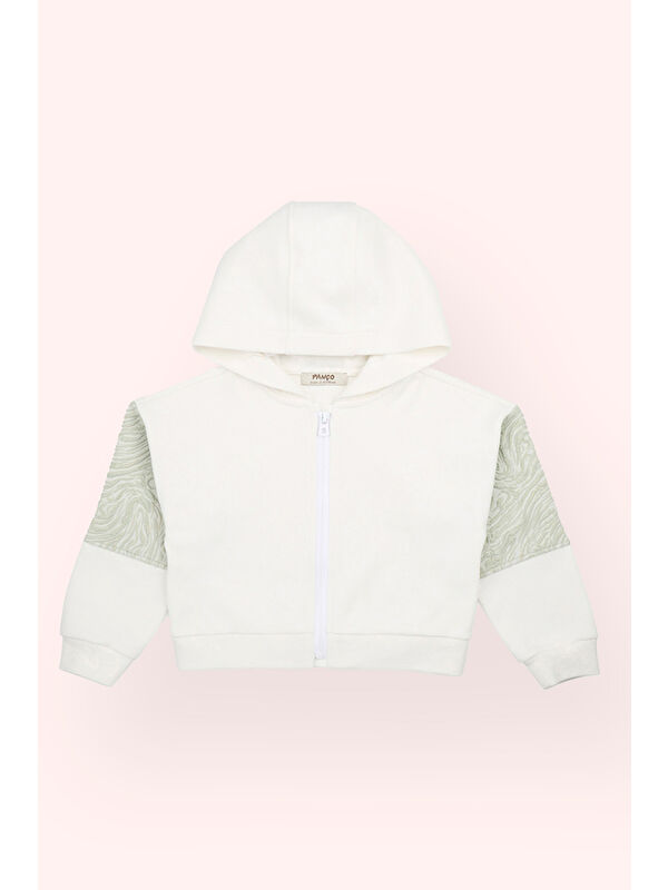 Panço Kız Bebek Fermuarlı Ekru Sweatshirt
