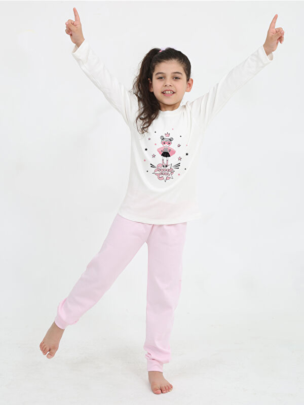 Luggi Baby Bisiklet Yaka Uzun Kollu Kız Çocuk Pijama Takımı