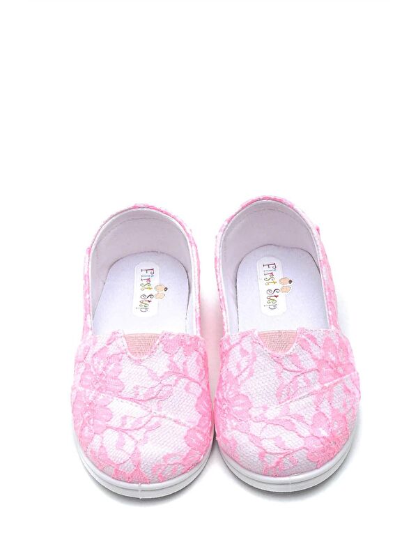 First Step Dantelli Çocuk Babet Ayakkabı-PEMBE-F-4001