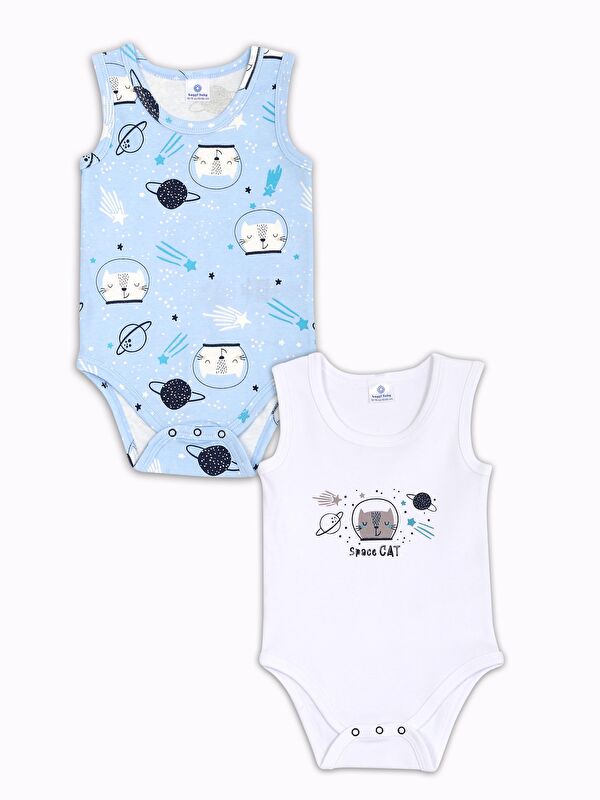 Luggi Baby Bisiklet Yaka Baskılı Erkek Bebek Çıtçıtlı Body 2'li