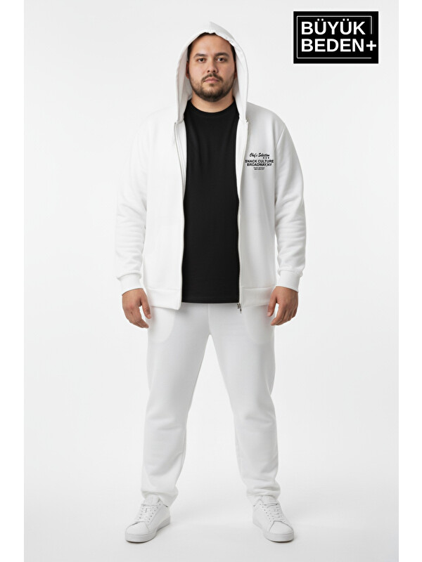 Süperlife Erkek Büyük Beden Fermuarlı Kapüşonlu Chef Baskılı ince Sweatshirt Hırka - Rahat Kalıp SPR26BHR921