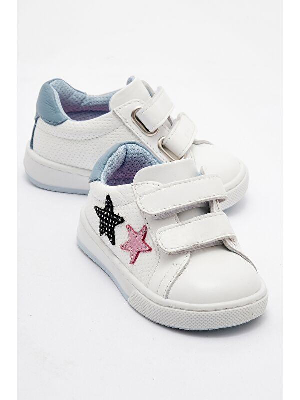 Kız Çocuk Beyaz Hakiki Deri Günlük İlk Adım Ayakkabı - Görsel 2