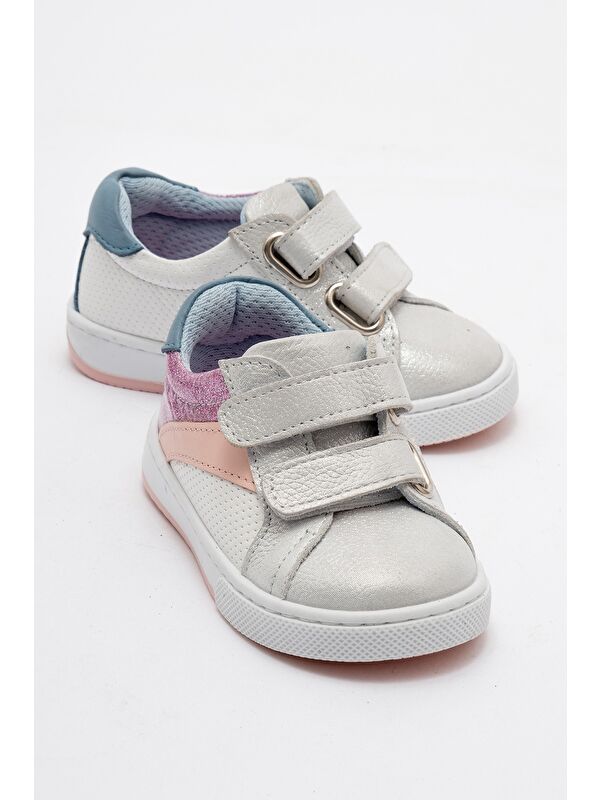 Kız Çocuk Beyaz Hakiki Deri Günlük İlk Adım Ayakkabı - Görsel 2