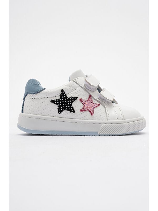 Kız Çocuk Beyaz Hakiki Deri Günlük İlk Adım Ayakkabı - Görsel 5