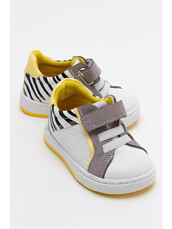 Erkek Çocuk Beyaz Hakiki Deri Günlük Ayakkabı - Görsel 2